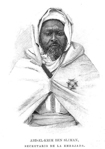 Portrait or photograph of Abd el-Krim: Abd-El-Krim Ben Sliman, secretario de la embajada, en la revista española La Ilustración Española y Americana .