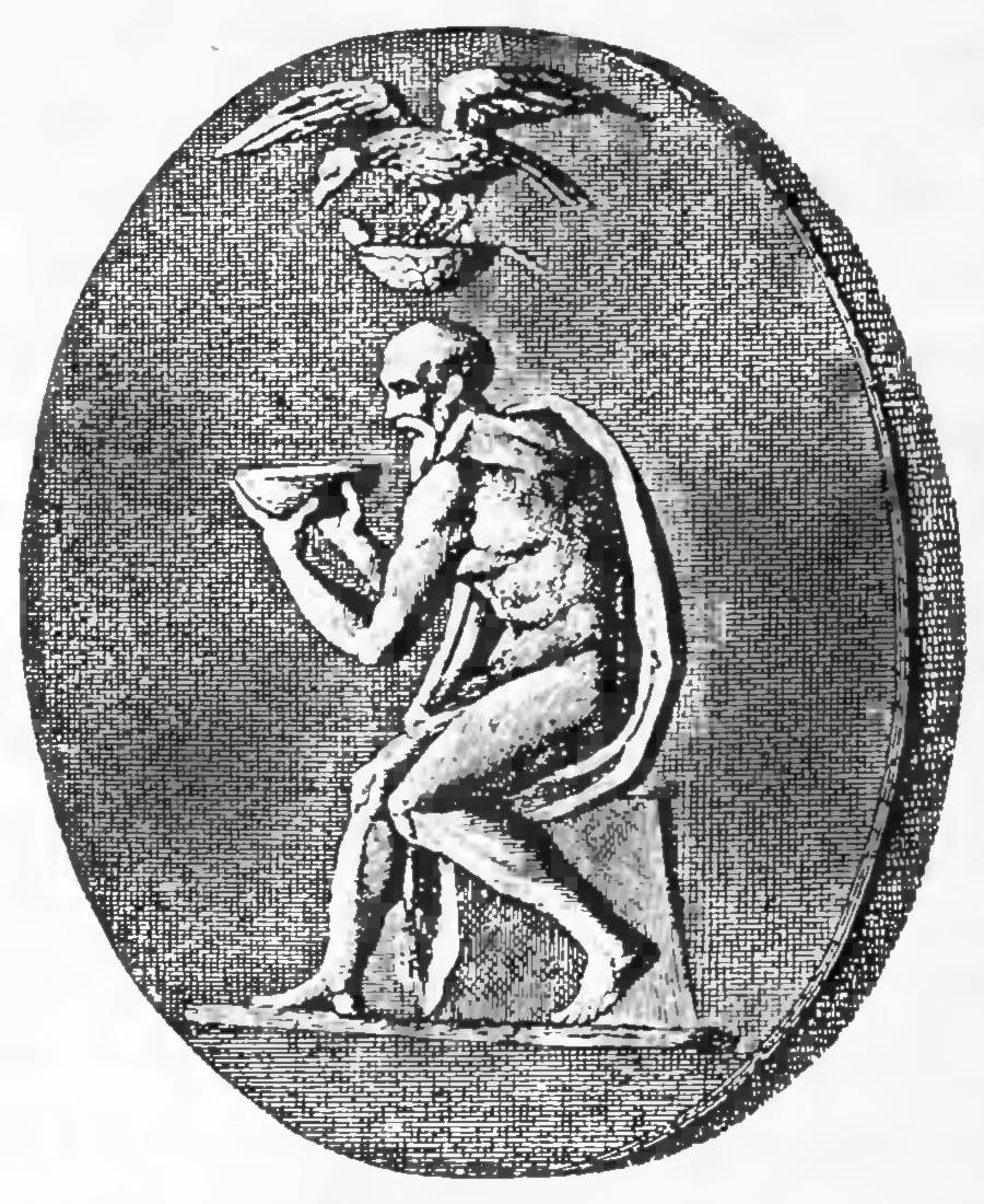 Portrait or photograph of Aeschylus: Portrait of Aeschylus, in The Tragic Drama of the Greeks by Arthur Elam Haigh (1896). From the cast in the Oxford Universit
