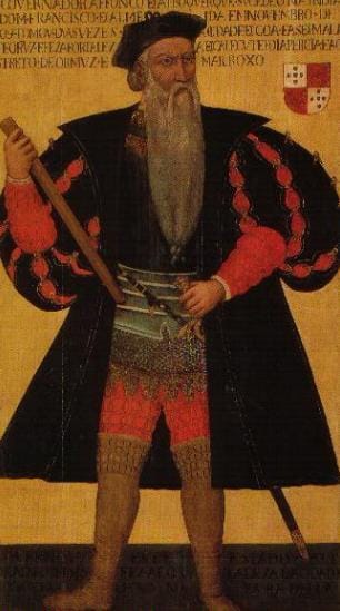 Portrait or photograph of Afonso de Albuquerque: Portrait of Afonso de Albuquerque in Goa (India). Mixed technique on wood (182 x 108 cm). National Museum of An