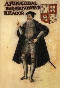 Portrait or photograph of Afonso de Albuquerque: Portrait of Afonso de Albuquerque, governor of Portuguese Indies (1509-1515), from the Livro de Lisuarte de Abr