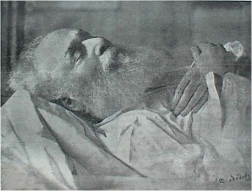 Portrait or photograph of Akaki Tsereteli: Poet Akaki Tsereteli on his death-bed, Sachkhere Georgia , 1915
