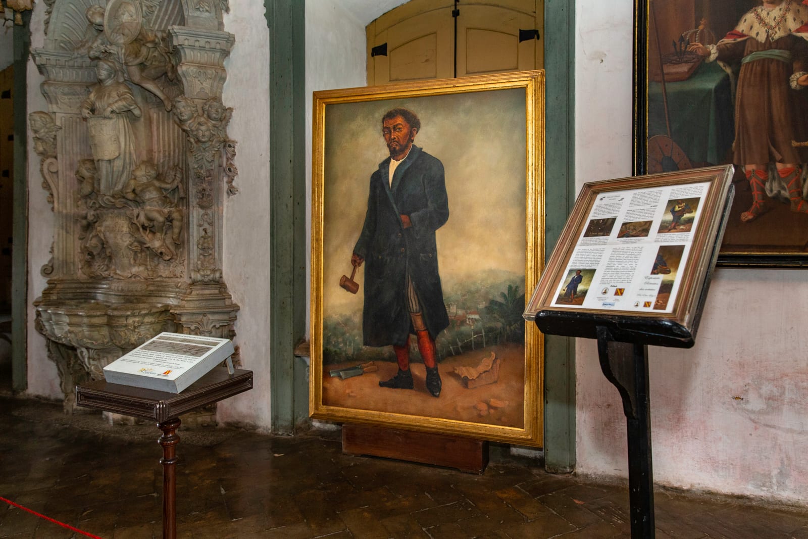 Portrait or photograph of Aleijadinho: Pintura do Aleijadinho, em exposição permanente na Igreja de São Francisco de Assis, em Ouro Preto