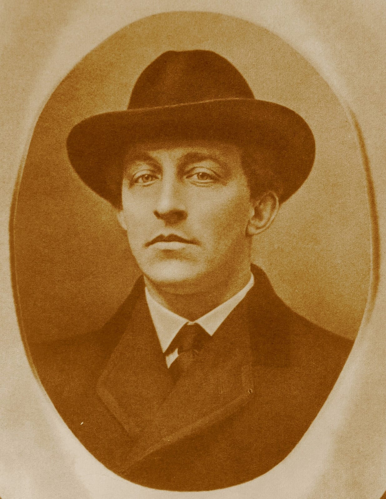 Portrait or photograph of Alexander Blok: Russian poet Alexander Blok (dead in 1921). Russian Empire paspartu.