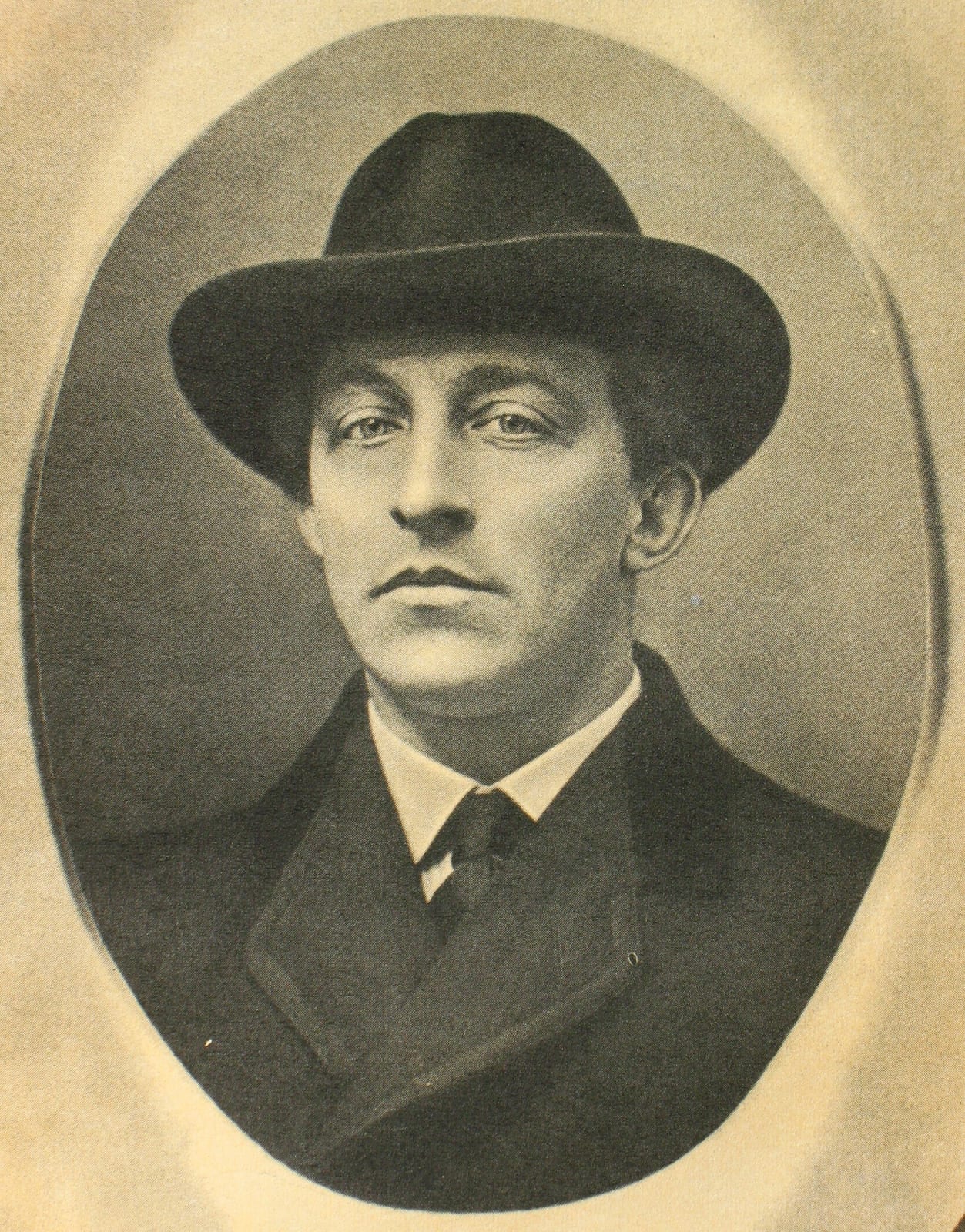 Portrait or photograph of Alexander Blok: Russian poet Alexander Blok (dead in 1921). Russian Empire paspartu.