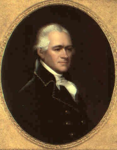 Portrait or photograph of Alexander Hamilton: Portrait of Alexander Hamilton by artist Ezra Ames, oil on canvas.