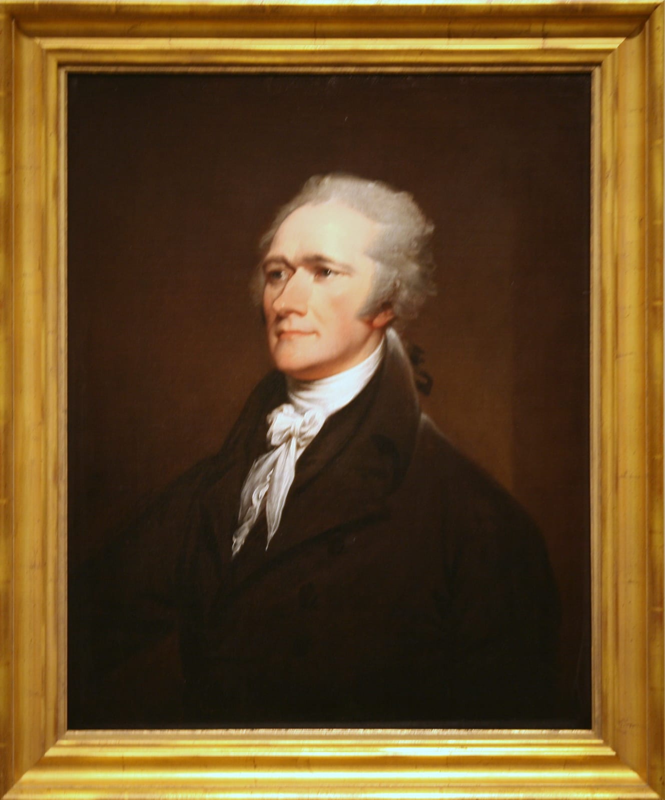 Portrait or photograph of Alexander Hamilton: Oil on canvas painting of Alexander Hamilton ; size without frame 77.5×62.2 cm.
