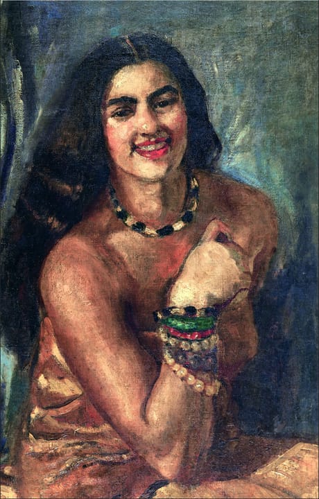 Portrait or photograph of Amrita Sher-Gil: Self-portrait , by Amrita Sher-Gil. Oil on Canvas, 72 x 92.5 cm.
