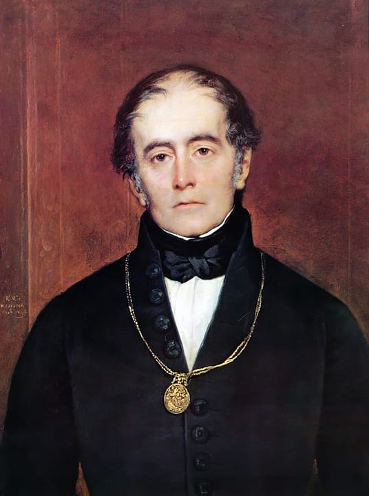 Portrait or photograph of Andres Bello: Retrato del venezolano Andrés Bello realizado en Chile, país donde vivió desde 1829 (se le concedió la nacionalidad chil