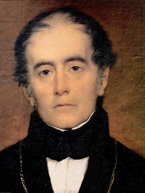Portrait or photograph of Andres Bello: detail: Retrato del filósofo, poeta, filólogo, educador y jurista venezolano Andrés Bello , realizado en Chile, país don