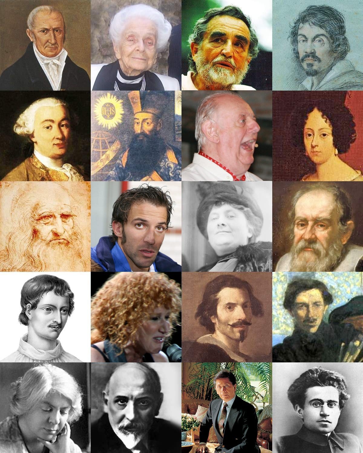Portrait or photograph of Antonio Gramsci: Collage of 20 famous Italians.