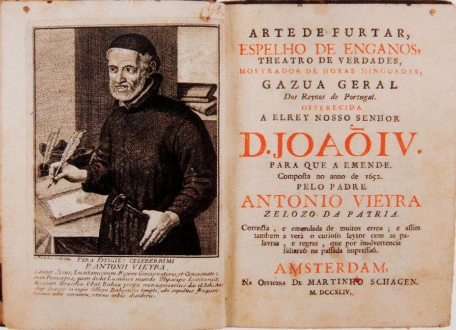 Image connected to Antonio Vieira: Padre Manuel da Costa (1601; 1667) Arte de Furtar. Espelho de Enganos, Theatro de Verdades, Mostrador de Horas Minguadas, Gaz