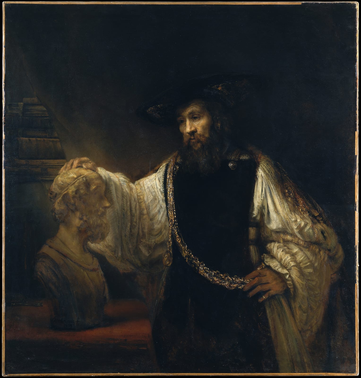 Portrait or photograph of Aristotle: Part of a series of seven paintings, which also included Homer by Rembrandt ( File:Rembrandt Harmensz. van Rijn 061.jpg ),