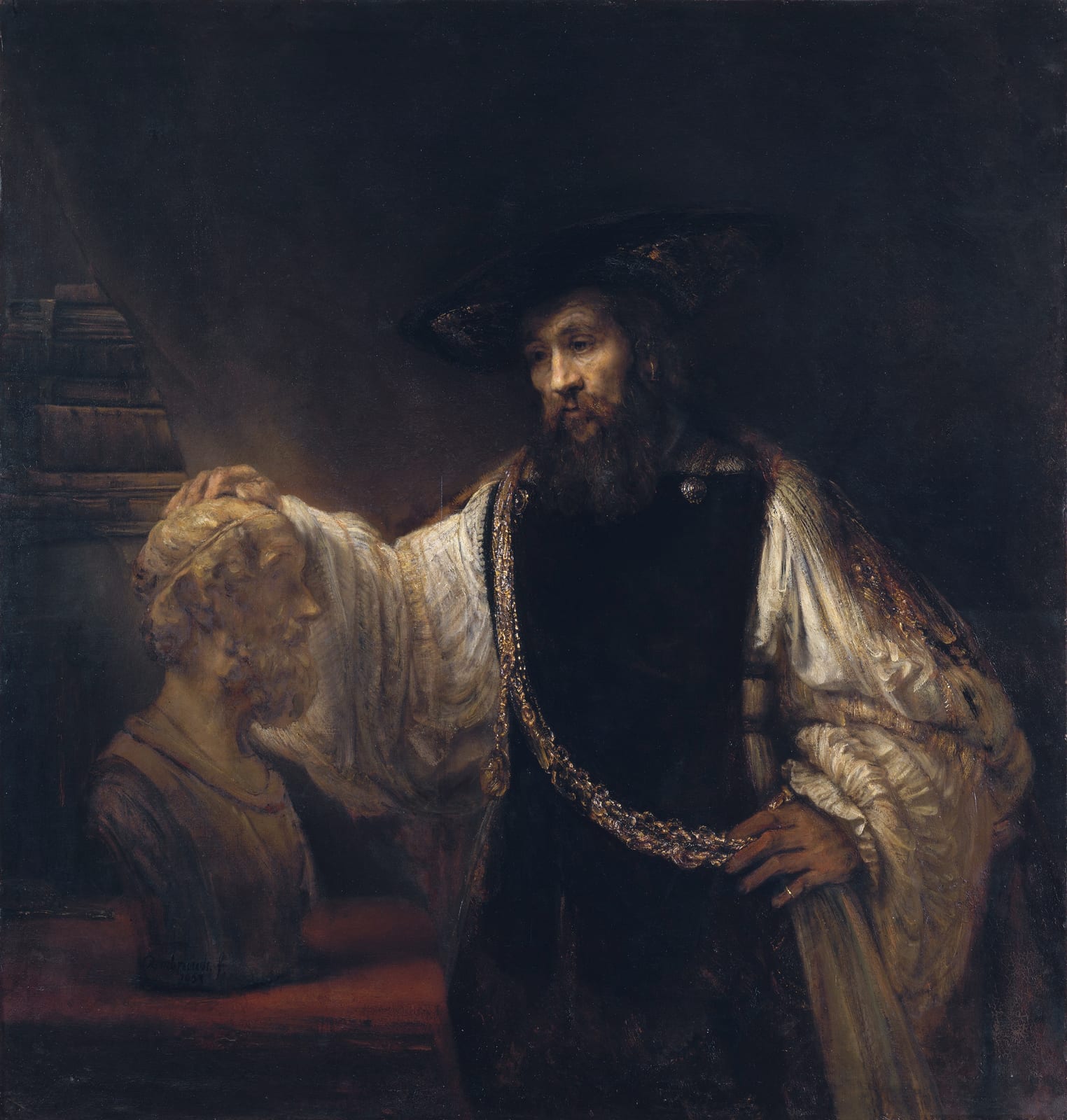 Portrait or photograph of Aristotle: Part of a series of seven paintings, which also included Homer by Rembrandt ( File:Rembrandt Harmensz. van Rijn 061.jpg ),