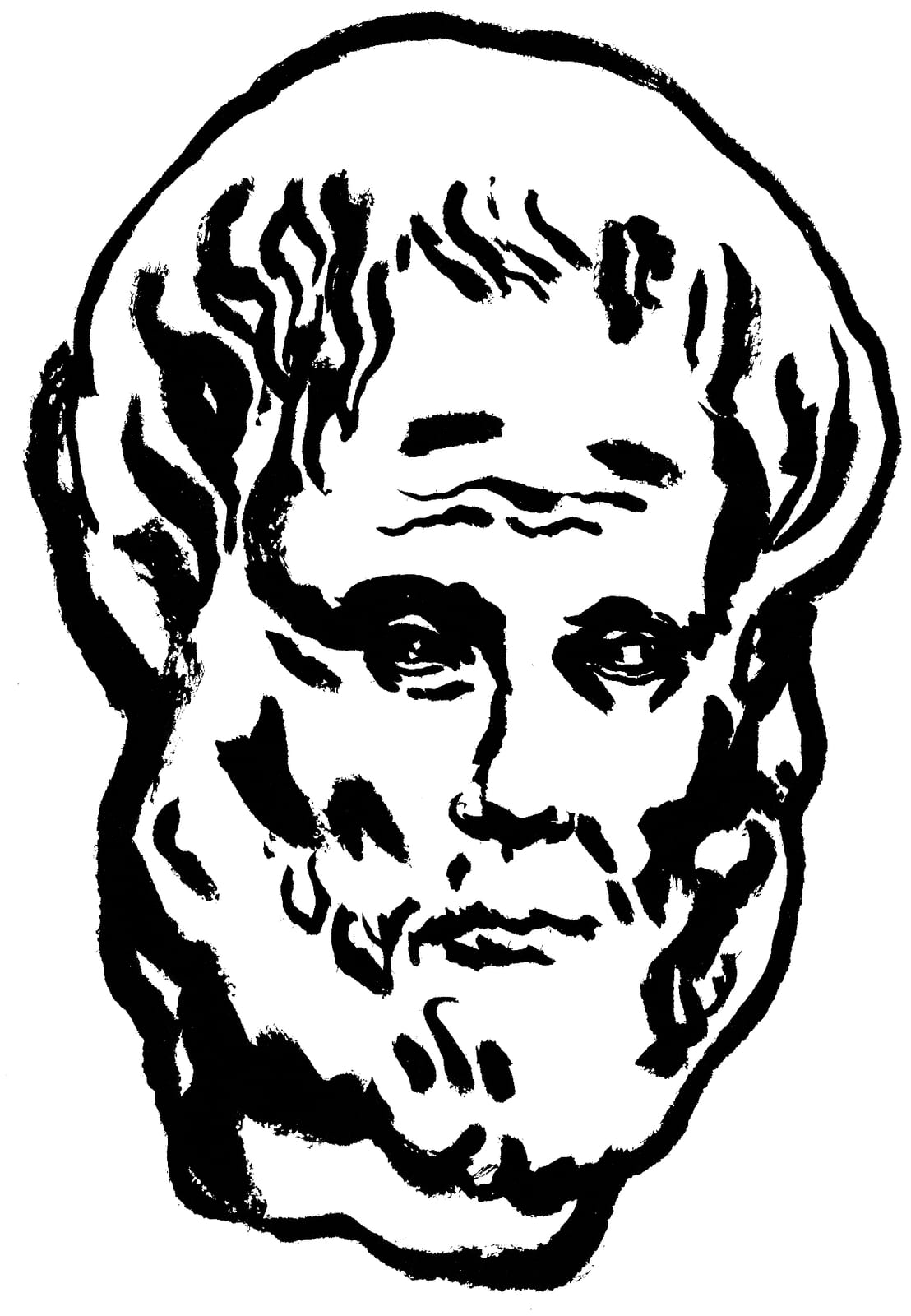 Portrait or photograph of Aristotle: A brush drawing of Aristotle by danish artist Carl Krull