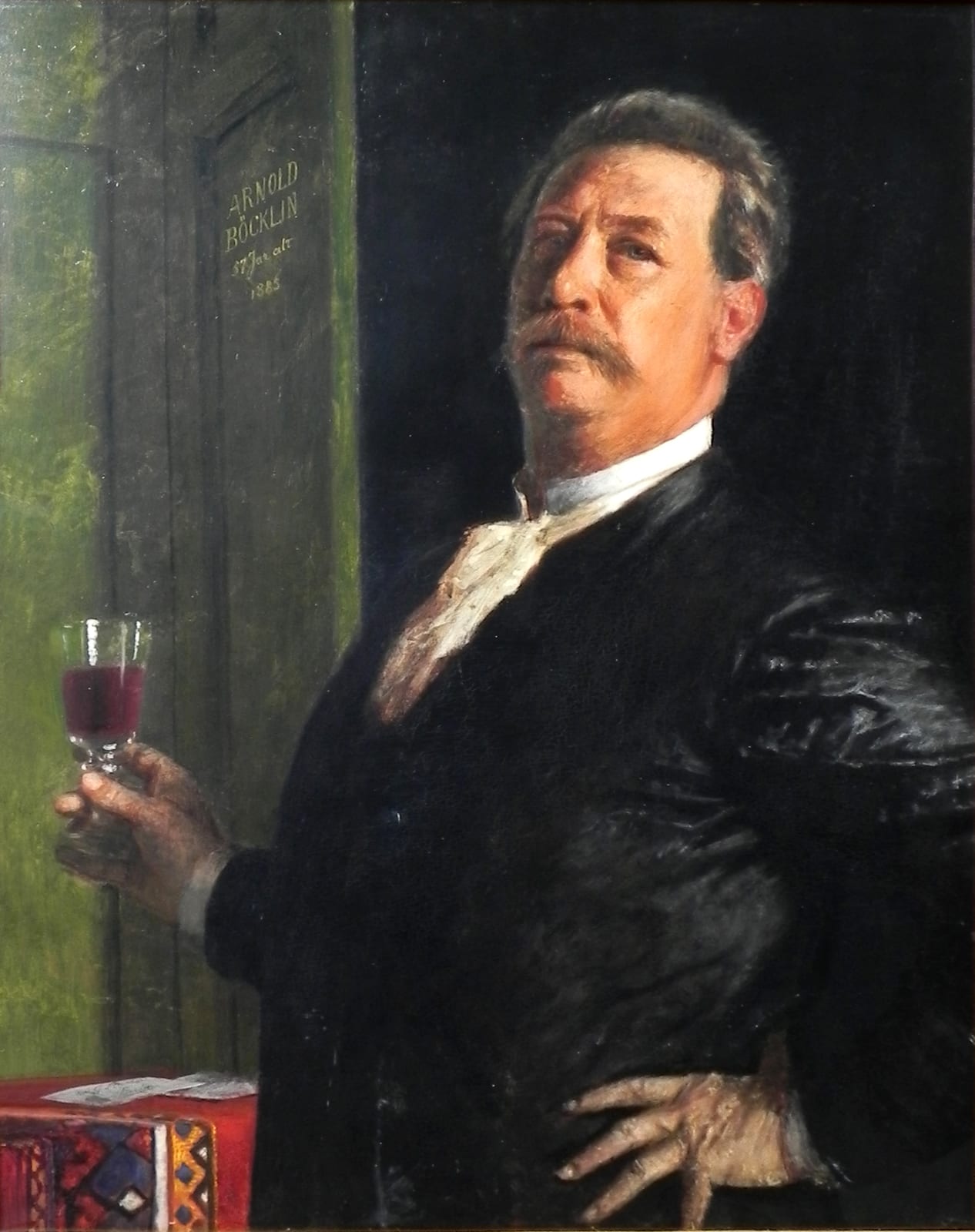 Portrait or photograph of Arnold Böcklin: Arnold Böcklin (3)Selbsbildnis m Weinglas
