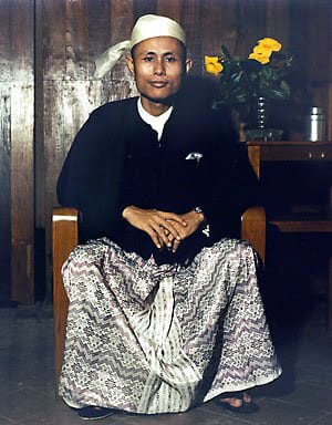 Portrait or photograph of Aung San: Aung San in color photograph