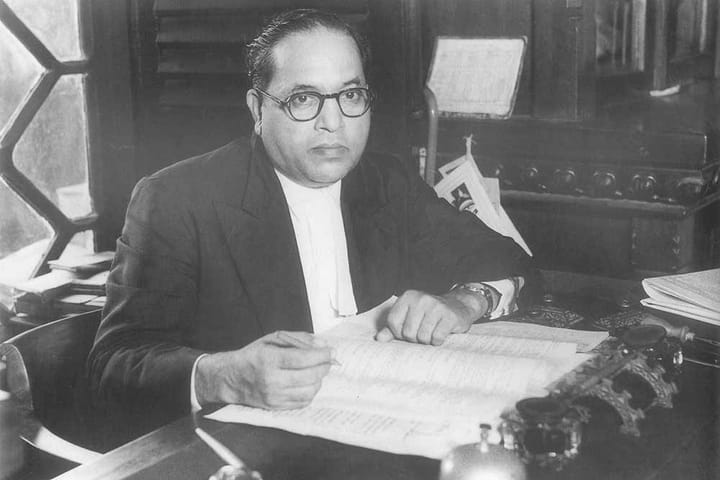 Portrait or photograph of B. R. Ambedkar: B.R. Ambedkar in 1950.