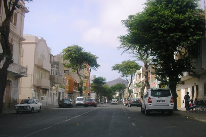 Portrait or photograph of Baltasar Lopes da Silva: Baltasar Lopes da Silva avenue in Mindelo town, São Vicente island, Cape Verde