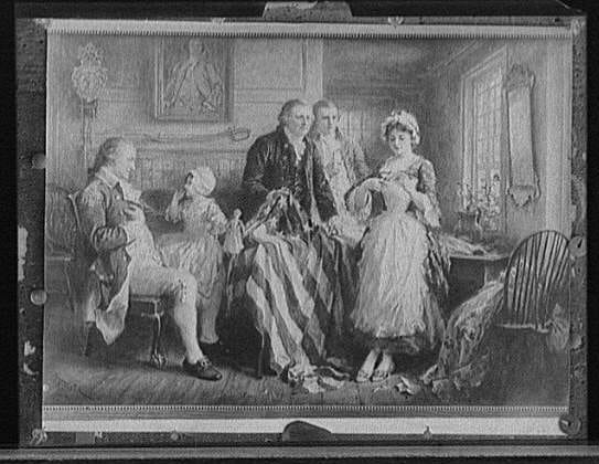 Portrait or photograph of Betsy Ross: Making the American Flag