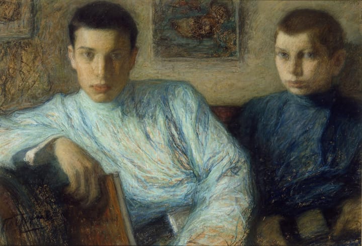 Portrait or photograph of Boris Pasternak: Boris Pasternak (left) with his brother Alexander. Painting by their father, Leonid Pasternak