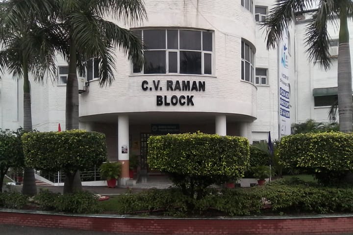 Portrait or photograph of C. V. Raman: C. V. Raman Block, Chandigarh Group of Colleges , Landran and Jhanjheri in Mohali district , Punjab , India