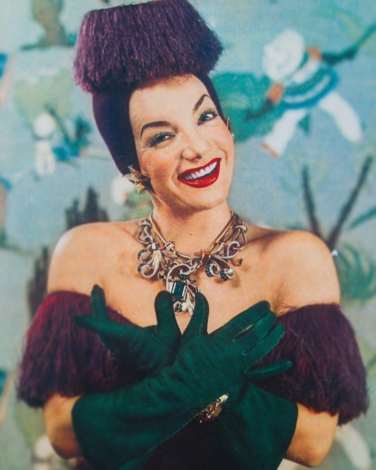 Portrait or photograph of Carmen Miranda: Photo of Carmen Miranda published by the New York Sunday News in 1943.