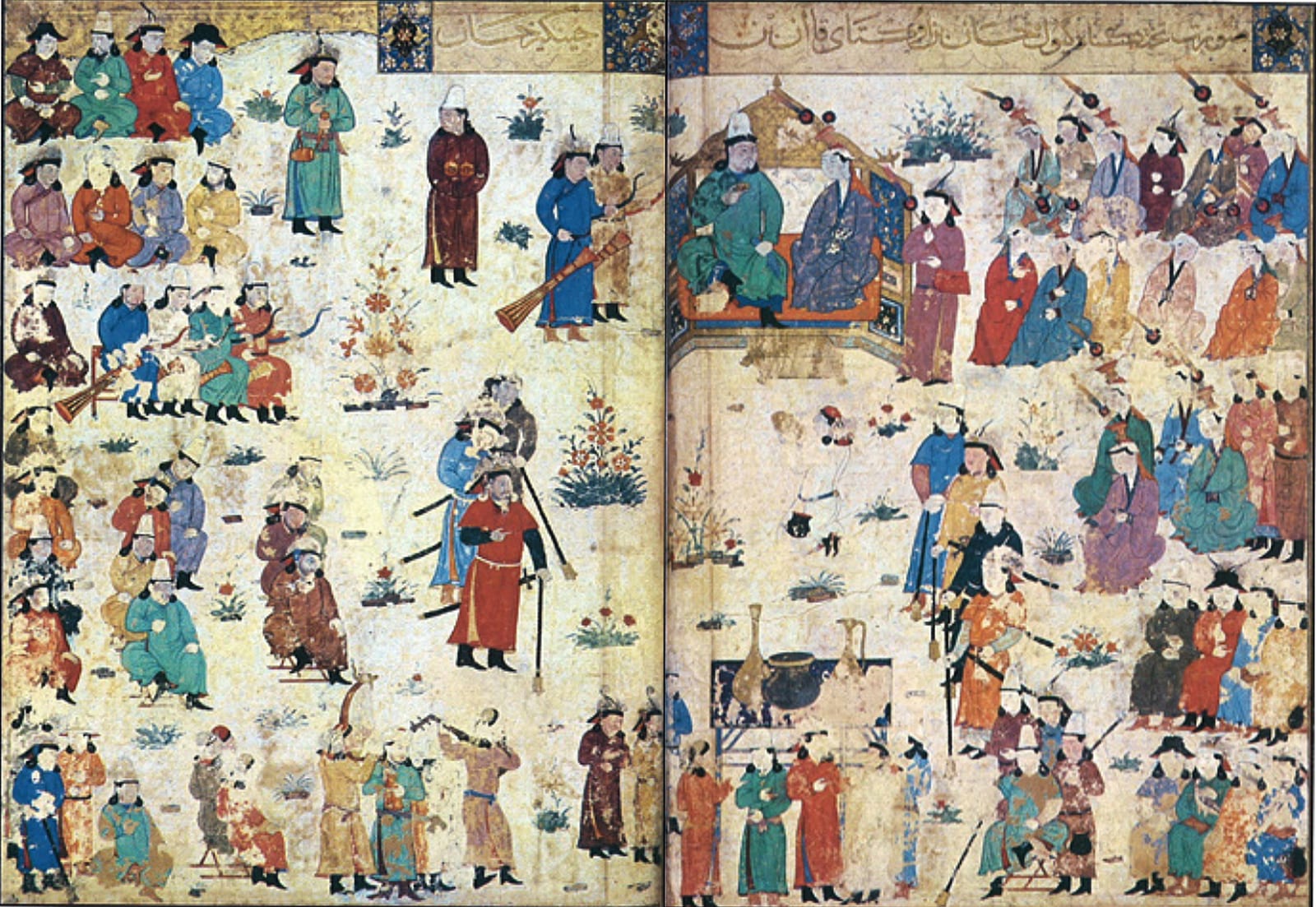 Portrait or photograph of Chagatai Khan: Chagatai Khan and His Consort, Jāmiʿ al-tavārīkh of Rashid al-Din, Iran, fourteenth century (manuscript), India, c. 159