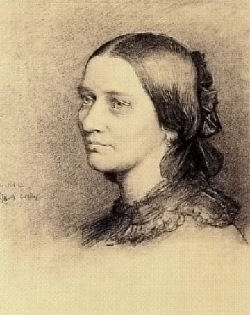 Portrait or photograph of Clara Schumann: Clara Schumann (1819-1896), Kohlezeichnung