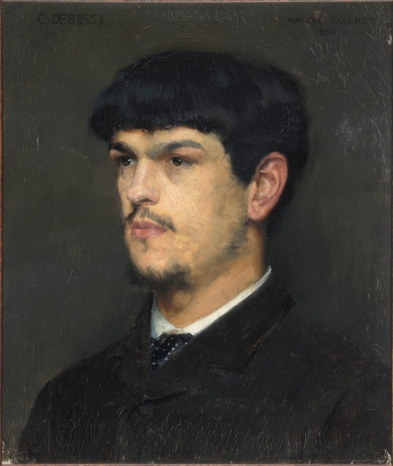 Portrait or photograph of Claude Debussy: Marcel Baschet.French composer Claude Debussy (1862-1918), oil on mahogany wood, 25 x 21,5 cm, Musée d'Orsay, Paris, F