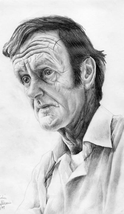 Portrait or photograph of Colin McCahon: a pencil drawing of Colin McCahon