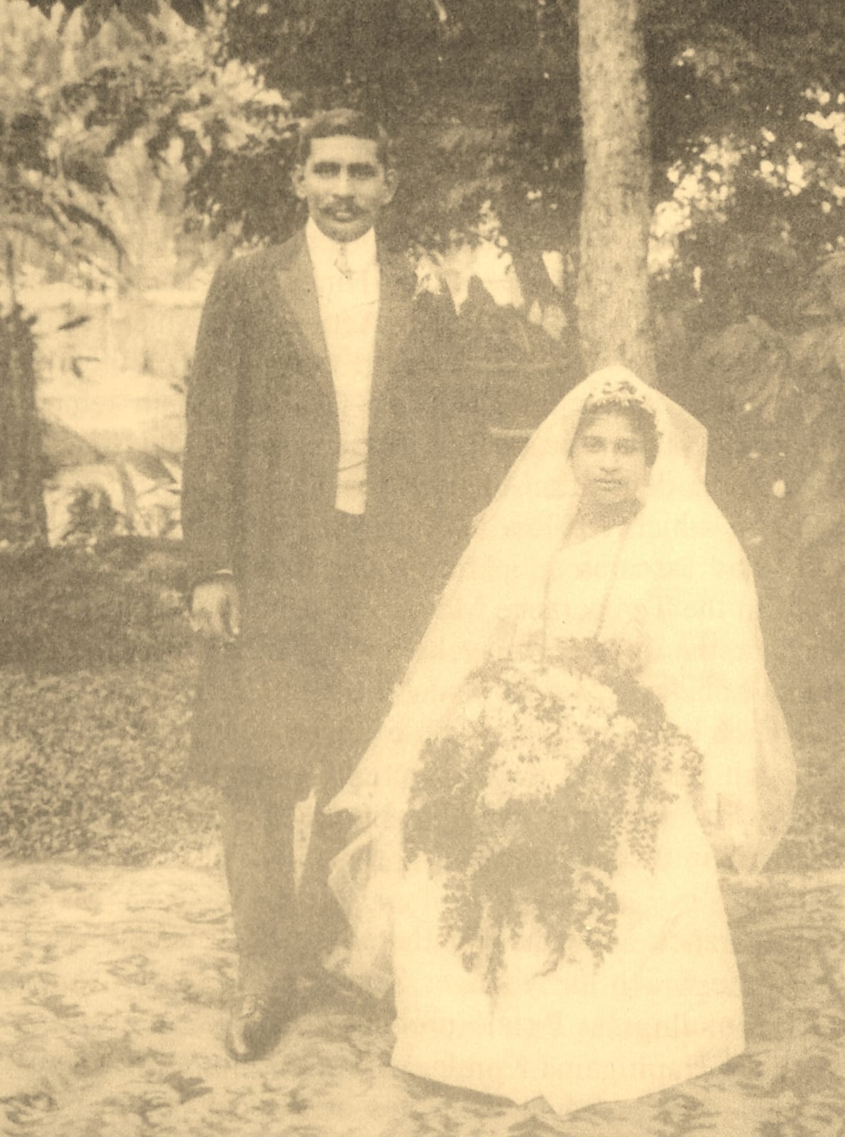 Portrait or photograph of D. S. Senanayake: Wedding of D. S. Senanayake and Mollie Dunuwille in 1910.