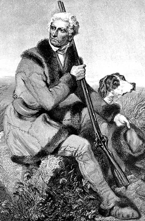 Portrait or photograph of Daniel Boone: Engraving of Daniel Boone hunting in Missouri from the original painting by Chappel in the possession of the publishers