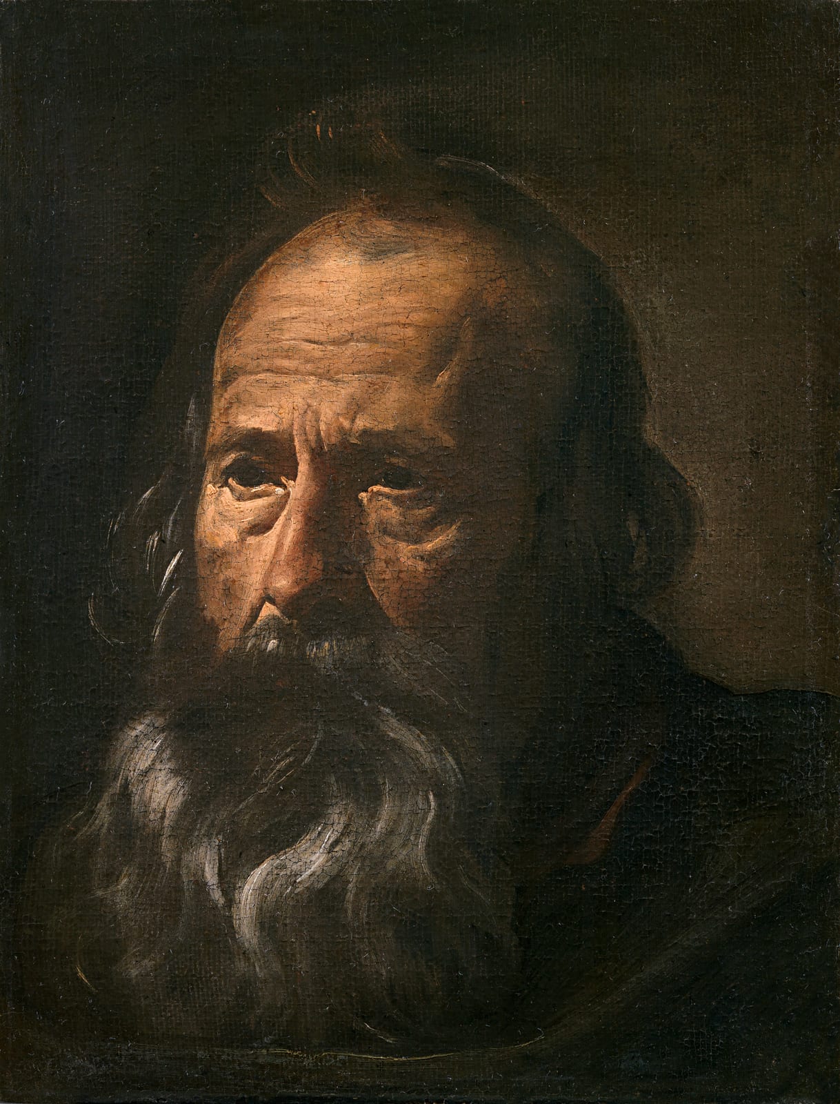Work or historical image connected to Diego Velazquez: La obra representa la cabeza de un apóstol de Jesucristo desconocido.
