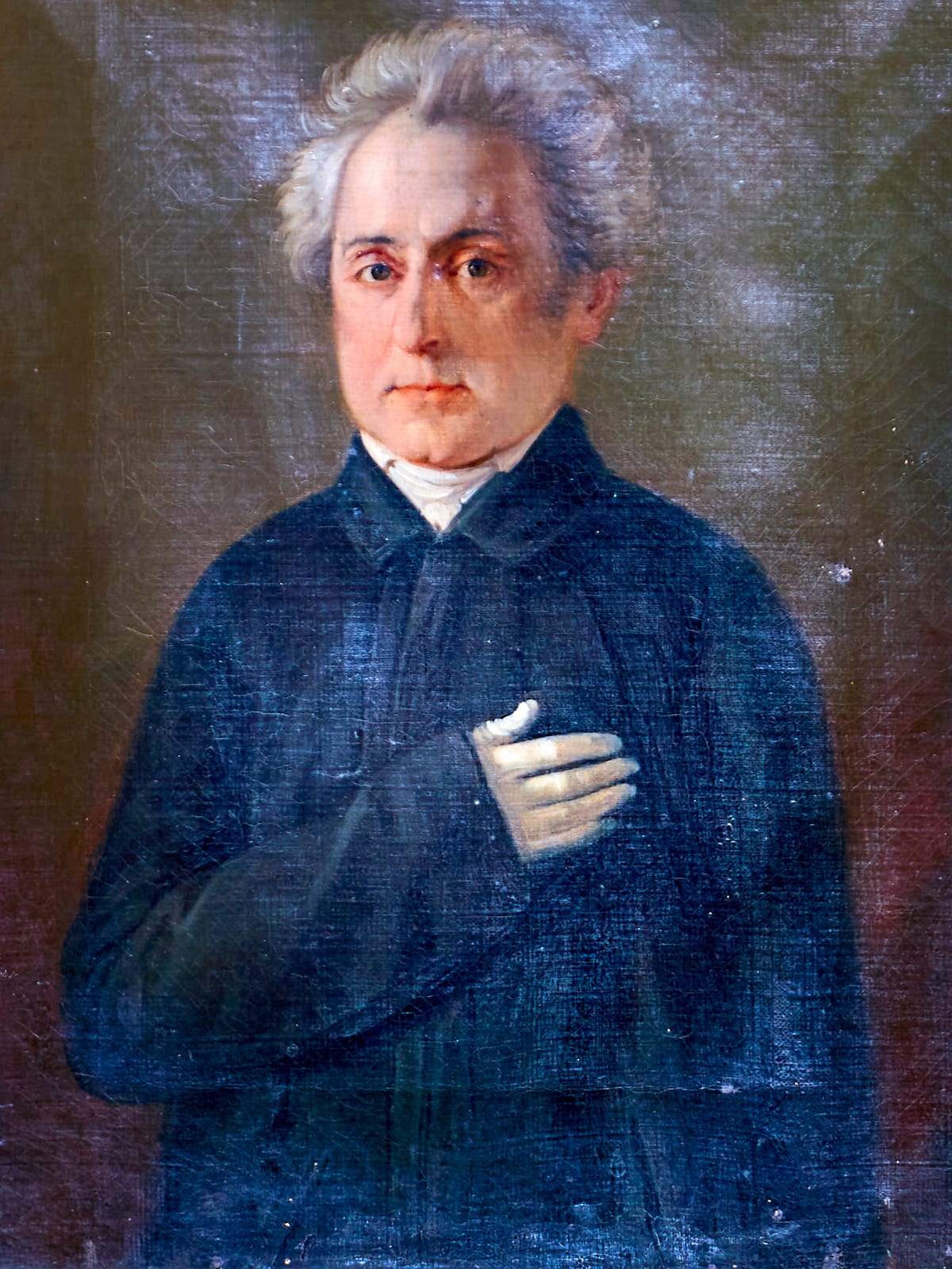 Portrait or photograph of Dionysios Solomos: Portrait of Dionysios Solomos at the National Historical Museum of Athens.