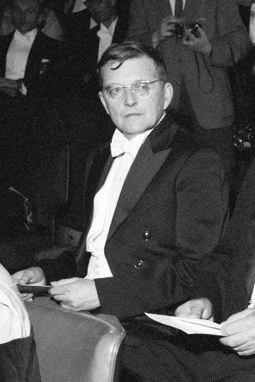 Portrait or photograph of Dmitri Shostakovich: Photograph of the Russian composer Dmitri Shostakovich (1906–1975) during his visit to Finland.