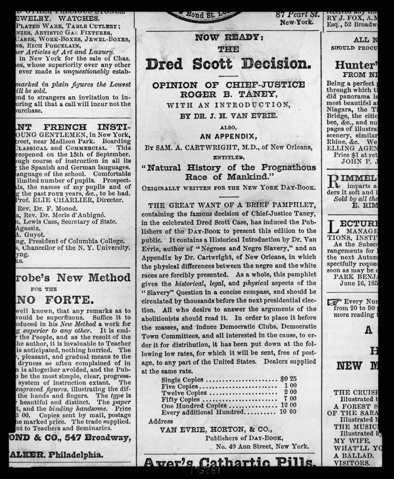Portrait or photograph of Dred Scott: Title: Now ready: the Dred Scott decision--Opinion of Chief-Justice Roger B. Taney ... Abstract/medium: 1 item : letterpre