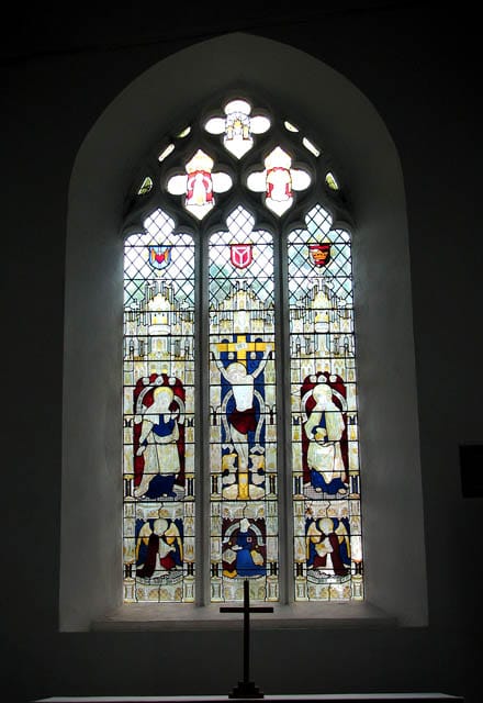 Portrait or photograph of Edith Cavell: St Mary's church - Edith Cavell memorial window. St Mary's > 1353244 - 1353257 dates from the 12th century but has be