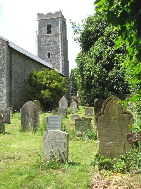 Portrait or photograph of Edith Cavell: St Mary's church - the Cavell Family Grave The north side of St Mary's with the Cavell family grave depicted in the fore