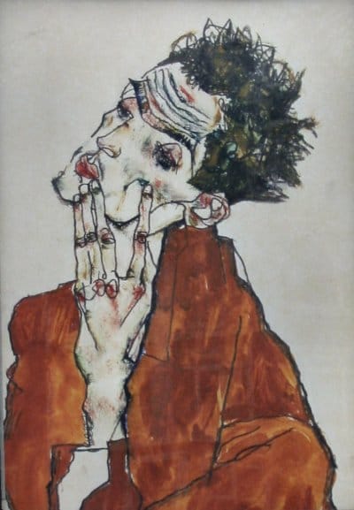 Portrait or photograph of Egon Schiele: vanaf een poster bij het Haags Gemeentemuseum