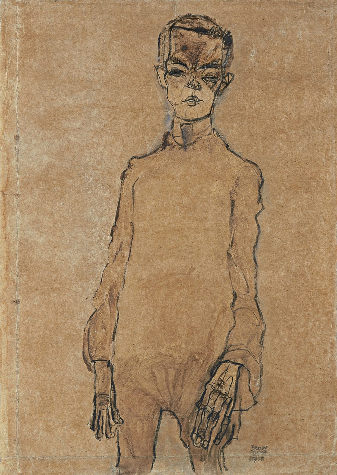Portrait or photograph of Egon Schiele: Egon Schiele - Selbstporträt (1910)