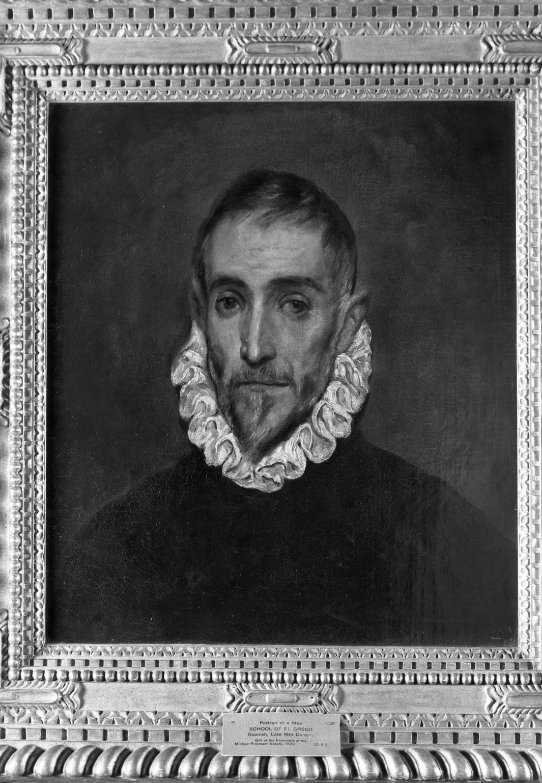 Memorial or place connected to El Greco: Elderly Gentleman (accession no. 32.813), Brooklyn Museum . Oil on canvas, now attributed "After El Greco." X-ray exami