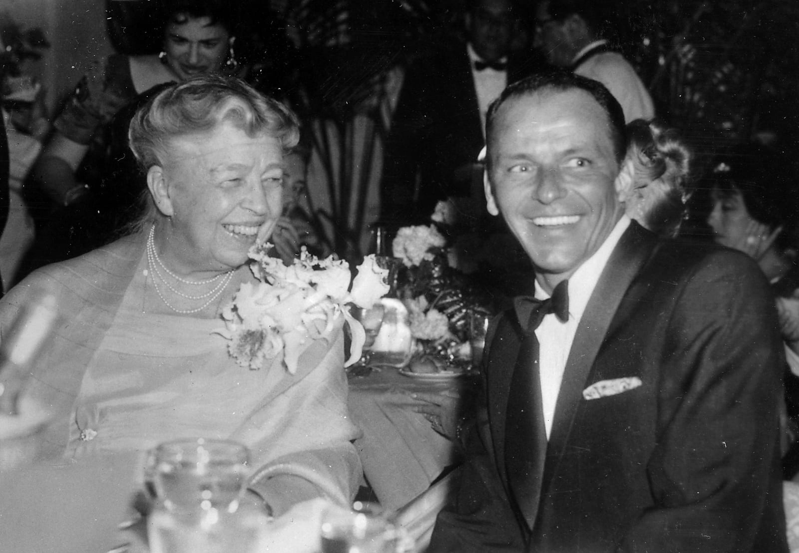 Portrait or photograph of Eleanor Roosevelt: Eleanor Roosevelt and Frank Sinatra at Girl's Town Ball in Florida.