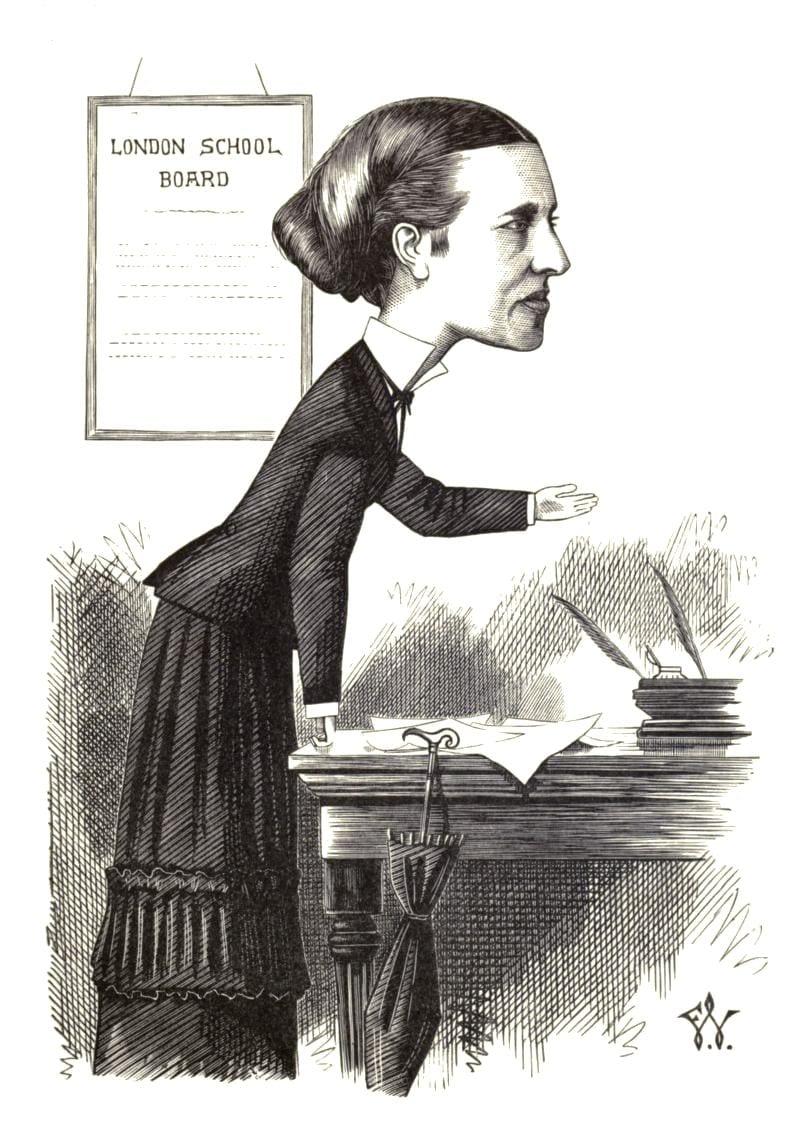 Portrait or photograph of Elizabeth Garrett Anderson: Elizabeth Garrett Anderson, M.D. from Cartoon portraits and biographical sketches of men of the day
