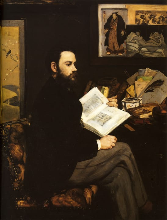 Portrait or photograph of Emile Zola: Portrait of Émile Zola, 1868, by Édouard Manet. Musée d'Orsay
