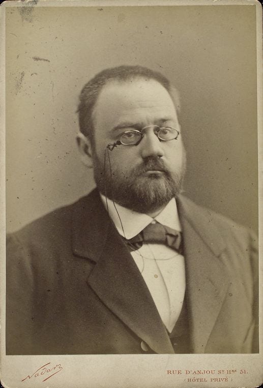 Portrait or photograph of Emile Zola: Emile Zola, French writer, at the beginning of his career