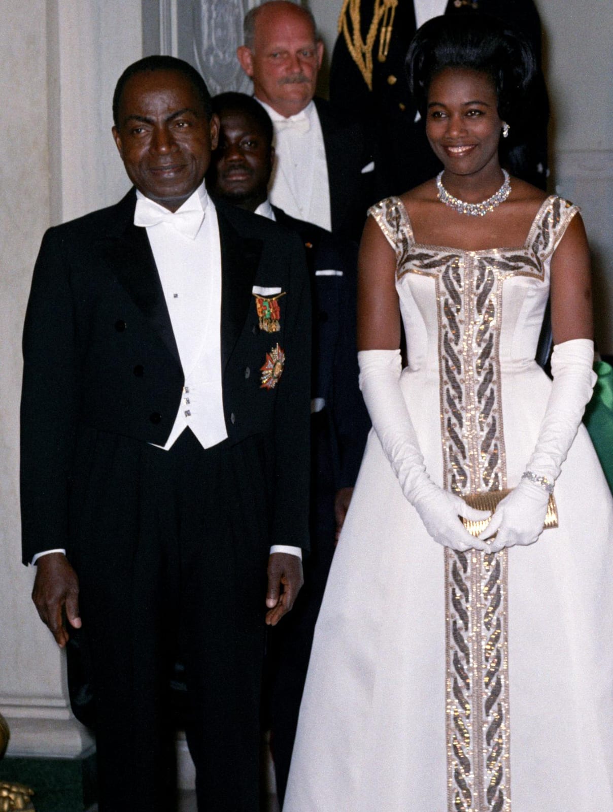 Image connected to Felix Houphouet-Boigny: Côte d'Ivoire President Félix Houphouët-Boigny and his wife Marie-Thérèse Houphouët-Boigny on 22 may 1962.