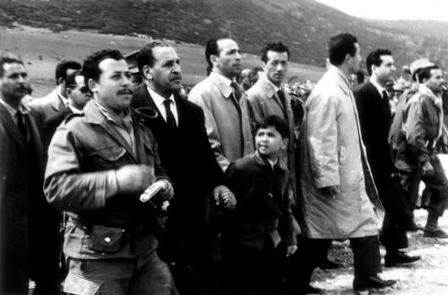 Portrait or photograph of Ferhat Abbas: Une photo rare des chefs F.L.N./A.L.N. en 1962 (Ferhat Abbas, Mohamed Boudiaf, Rabah Bitat, Ahmed Ben Bella et Houcine A