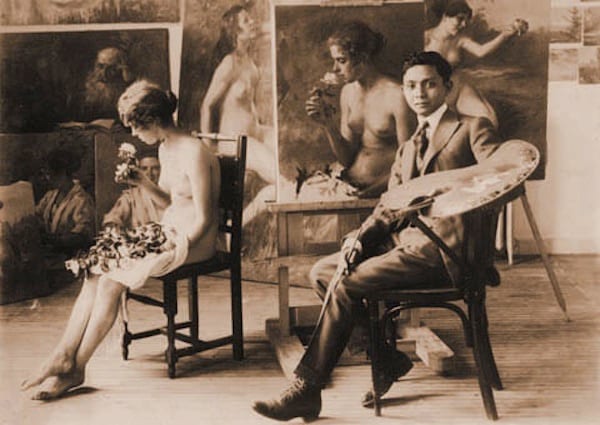 Portrait or photograph of Fernando Amorsolo: A young Fernando Amorsolo in Madrid in 1917.