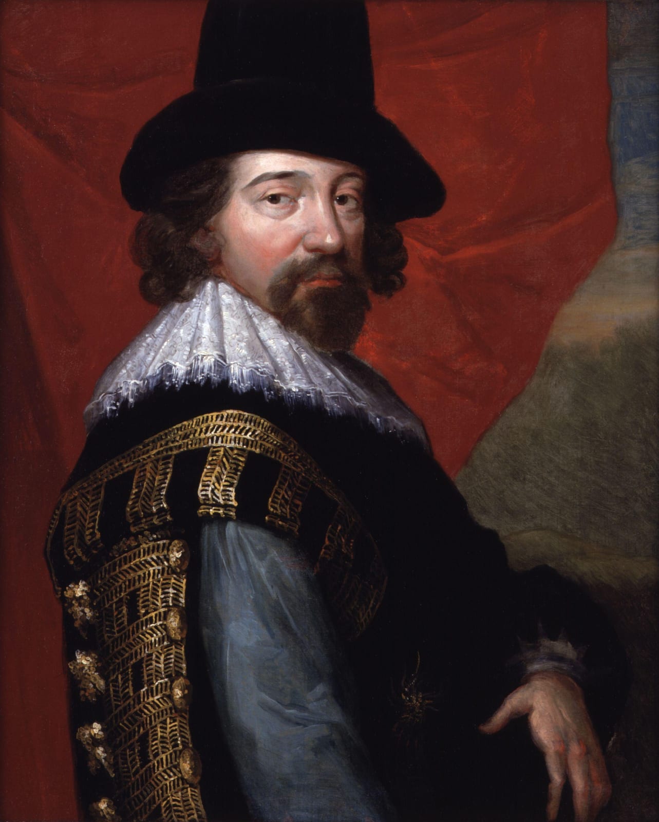 Portrait or photograph of Francis Bacon: Francis Bacon, Viscount St Alban , by unknown artist. See source website for additional information. Portrait of Franci