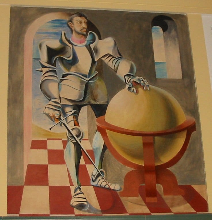 Portrait or photograph of Francis Drake: IMG 2181 sir francis drake by Anton Refregier Rincon Center San Francisco